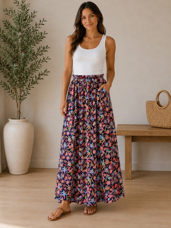 Boden Dresses & Skirts - Boden Women's Size 10R Floral Maxi Skirt Boho Viscose Cottagecore